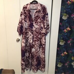 Shein Curve Button Up Print Dress Multi color Size 2X Preowned
